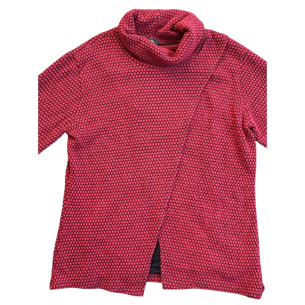 Cherishh Cowl Neck Sweater Wmn L Red Black Honeycomb Knit Made in Italy - Picture 4 of 6